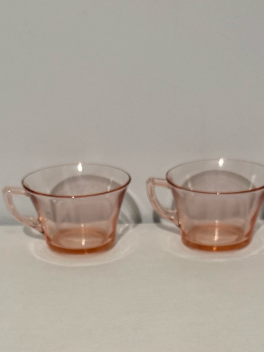 Vintage Pink Depression Glass Cups - Set of 2
